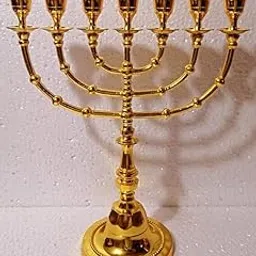 RM Metals Pure Brass Menorah 7 Step Candle Stand 14 Inches-picture-32