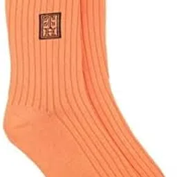 the tie hub Solid orange Crew Length Sock For Men-picture-21