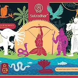 Sutradhar Ramayan Jigsaw Puzzle Cardboard (Set 2), Age (4-12 Years), 2 Puzzles with 35 Pieces Each for Kids (70 Pieces), Story Based Educational Toy-picture-38