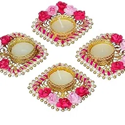 Sanvatsar Beautiful Gota Tea Light Dia with Wax for Diwali Decoration,Return Gift,Inauguration,Gift,Corporate Gift,Marriage Return Gift Set of 4-picture-12