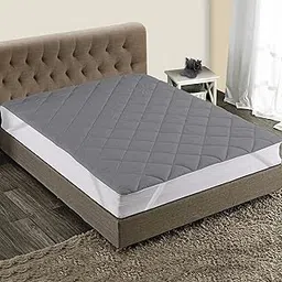 CRAZY WORLD Sapphire Quilted 150GSM Waterproof QUILT Double Bed Size Ultra Soft & Hypoallergenic Mattress Protector with Elastic Strap 72x72,Grey-picture-30