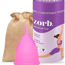 Zorb. Reusable Menstrual Cup For Women | Organic Jute Pouch | Soft Medical Grade Silicon | 8-10 Hour Protection | No Rashes And No Leakage | Made In India | Medium Size, Pink Colour - Pack Of 1-image-2