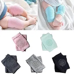 Veentus Pack of 1 Pair Baby Knee Pads for Crawling, Elbow Safety Protector, Stretchable Anti-Slip Padded Elastic Soft Cotton Breathable Comfortable Cap Leg Warmer Support Protector Kneecap image 1