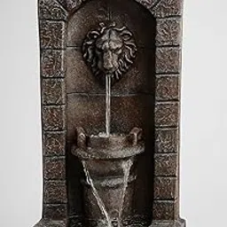 Lion Head Wall Fountain, Indoor Outdoor Decorative Water Feature, Bronze Finish-picture-27