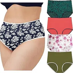 pepperika Women's Plus Size Panties High Waist Cotton Brief Maternity Pregnancy C-Section Recovery Underwear Combo (Colors and Prints May Vary) Multicolor-picture-12