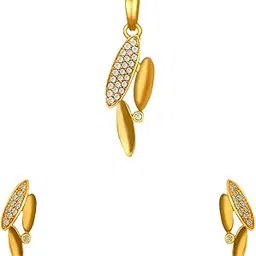 the marketvilla 92.5 Sterling Silver Pendant With Studs (Earring) Jewellery Set for Women & Girls (GOLD)-picture-17