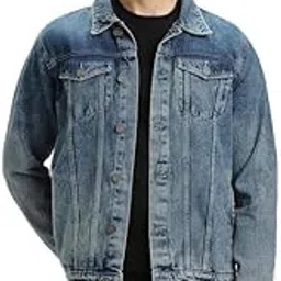 dennis lingo Men's Indigo Washed Cotton Denim Jacket, Regular Fit Long Sleeves Regular Collar-picture-36