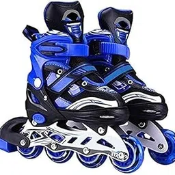 DASSELDORF Aluminium Inline Skates Size Adjustable with LED Flash Lights Set for Boys Kids and Girls 6-15 Years (Blue)-image-18