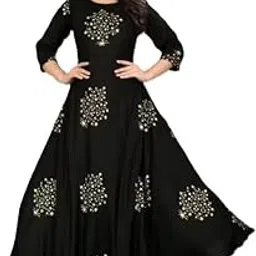 Rayon Block Printed Ethnic Long Gown for Women-picture-20