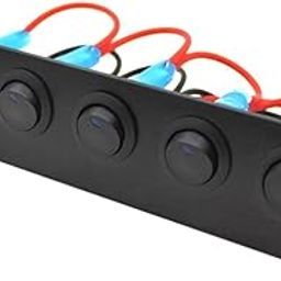 calandis CALANDIS® 5 Gang ON-OFF Marine Ignition Toggle Rocker Switch Panel Waterproof For RV Car Boat Vehicles Truck Trailer Yacht (Blue LED)-picture-34