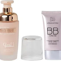 Glam21 Beauty Combo - Silk Foundation-Lightweight Hydrating Oil-Free Formula For Long-Lasting Makeup & Bb Cream With Sun Protection Formula (Pack Of 2)-image-7