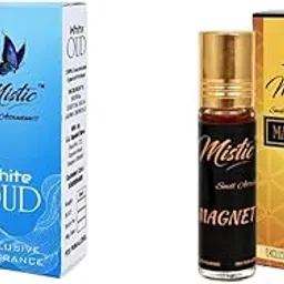 MISTIC Combo Pack of Alcohol Free Roll On Magnet and White Oud Attar For Men & Women | Premium Long Lasting Unisex Fragrance With Aroma Chemicals | Ideal For Daily Use & Signature Scent - 8 Ml Each (Pack of 2)-image-74