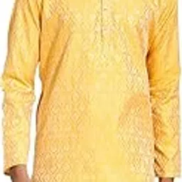 vastramay Men's Silk Blend Kurta I Jacquard Knee Length Kurta I Casual Summer Ease-picture-48