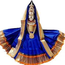Women Navaratri Goddess Kalash Silk Saree(Blue) Matarani Poshak, Maa Laxmi, Durga, Saraswati, Radha Chunri Patka And Lehenga/Ghagra Dress, Margashirsha Devi Maa Accessories For Pooja-picture-15