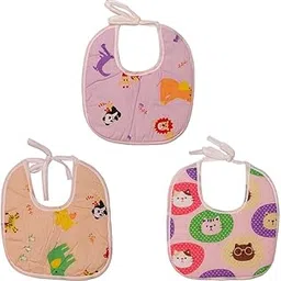 Love Baby Cotton Bib Set of 3 | Washable & Reusable Feeding Bibs for Babies 6-12 Months | Soft Tie-Back Drool Bibs, Printed Toddler Mealtime Apron - 1003 Combo P10_-image-5