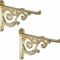 Metal Handcrafted Shelf Bracket for Floating Shelves L Angle Decorative L Shaped Corner Brace Joint Heavy Duty Vintage Old Style Wall Mounted Shelf (Pack of 1 Pair)-image-88