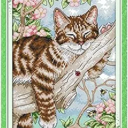 LOOM TREE Counted Cross Stitch Kit Pre-Printed Cat Pattern Needle Crafts 22Ã—31cm 14CT Needlecrafts & Yarn | Embroidery & Cross Stitch | Hand Embroidery Kits | Cross Stitch Kits-image-51