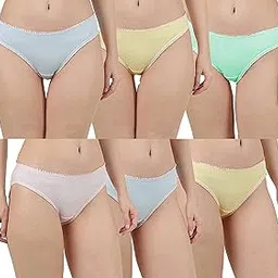 glus Women Girls Pure Cotton Full Coverage Low Waist Soft Frill Elastic Everyday Day Wearing Assorted Multicolor Bikini Panties,Panties for Women Pack of 6-picture-14