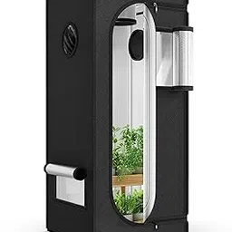 iPower 24" x 24" x 48" Hydroponic Water-Resistant Grow Tent, Removable Floor Tray and Tool Bag, with Observation Window, for Indoor Plant Seedling, Propagation, Blossom, Black-picture-57