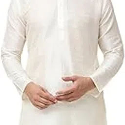 sojanya (Since 1958 Men's Cotton Blend Orange Only Long Kurta-picture-47