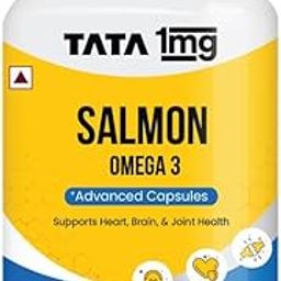 TATA 1mg Salmon Omega 3 Fish Oil Capsules 1000mg with Vitamin E|Advanced Fish Oil with 180mg EPA & 120mg DHA|High absorption for Heart,Brain & Joints|Helps manage cholesterol|Pack of 90,174 grams-picture-0