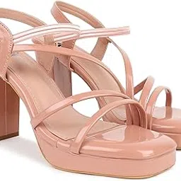 manik Women's Strappy Block Heel Open Toe 4 INCH Fashion High Heel Slip-on Closure Platform Fashion Sandals Pumps for Girls and Women-picture-53