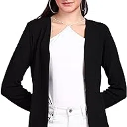 popwings Women Casual Black Solid Open Long Shrug | Trendy and Stylish-picture-15