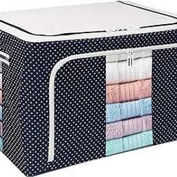 Yellow Weaves Foldable Cloth Storage Box/Wardrobe Organizer - 55 LTR, 1 piece, Blue-picture-32
