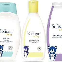 Softsens Baby 3 Step Bath & Skin Combo | Baby Wash + Baby Shampoo + Baby Powder | Baby Care Kit-picture-14