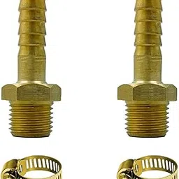 Supreme Control System Brass 1/4" BSP x 8 mm Mail-Thread Hose Nozzle for Pipe Fitting with Clamps | 1/4� BSP x 5/16� | (Pack of 2)-picture-10