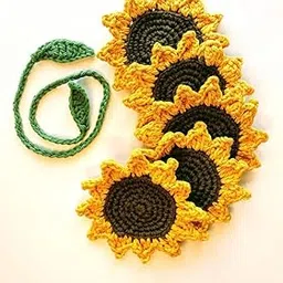 Crochet Sunflower Coaster Cotton Crochet Set of 6 Made to Order-picture-45