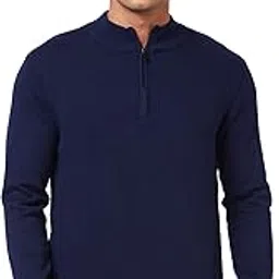 Spykar Polo Collar Full Sleeves Blue Sweater for Men-picture-17