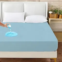 100% Waterproof Mattress Protector | Terry Cotton Ultra Soft Breathable Mattress Cover | Fitted Style Bed Protector for Double Size Bed | Fits 8-10 Inches (Size 78 x 48, Light Blue)-picture-29