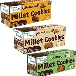 TummyFriendly Foods Millet Cookies - Peanut Butter, Chocolate & Coconut Cookies Healthy Millet Biscuits for babies, kids, adults - Pack of 3-75 grams Each-picture-28