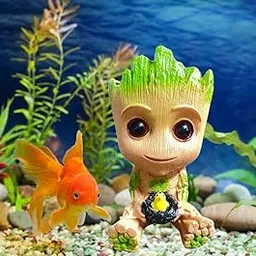 Mistletoe War Pot Baby Groot Wooden Look Tree for Aquarium & Fish Tank Decor Flowerpot Cum Pen Container Decoration-picture-18