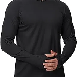 tacvasen Men's UPF 50+ Hoodie Shirts Sun Protection Rash Guard SPF UV Shirt Long Sleeve Fishing Hiking Lightweight Swim, Black, XX-Large-picture-11
