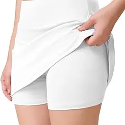 trendmalls Skirt with Shorts for Women's & Girl's Solid High Waist Flared Skater Short Mini Skirt-picture-13