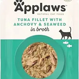 Applaws Natural Premium Wet Cat Food for Adult Cats, Tuna Fillet with Whole Anchovy in Broth Pack of 4 x 70g Pouches-picture-36