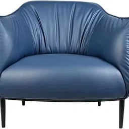 black & blues BUGGATI Modern Pleated Accent Lounge Chair, Navy Blue Faux Leather, Contemporary Living Room Armchair with Metal Legs, Curved Back Design-picture-37
