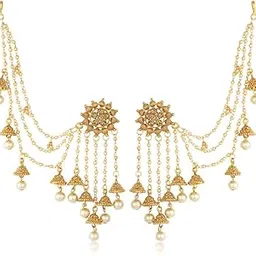 sukkhi Traditional Brass Gold Plated Wedding Jewellery Bahubali Inspired Long Chain Jhumki Earrings for Women-picture-51
