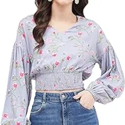 kibo Casual Women's Floral Polyester V Neck Top Lavender-picture-22