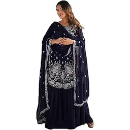 pandadi saree Women's Faux Georgette Kurta and Sharara Set With Dupatta-picture-20