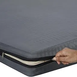 ASIAN Handloom Cotton 300TC 78x72x8 King Double Bed Mattress Cover Protector with Zip/Chain -1 pc Multicolor (Gray, 78x72x8 King Grey) image 1