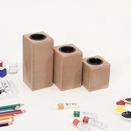 CRAFT MITRA Wooden Antique Finish Table Tea Light Candle Holders for Home Decoration | Handpainted Tealight Candle Stand (Set of 3)-picture-34