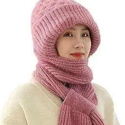 kelexx Winter Warm Knitted Hat Scarf with Integrated Ear Protection & Windproof Design | Cozy Beanie Cap with Matching Scarf and 1 Pair Thermal Socks for Outdoor Cold Weather- Multi Color-picture-35