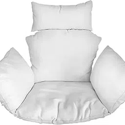 PRIME PIGEON Polyester Designer Cushion for Hanging Outdoor Egg Basket Swing Chair/Garden Swing, Seat Padded Pillow Cushion (White)-picture-10