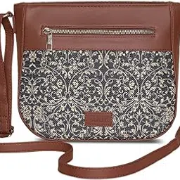 Women's Handcrafted Black Lattice Lace U Shaped Sling Bag-image-29
