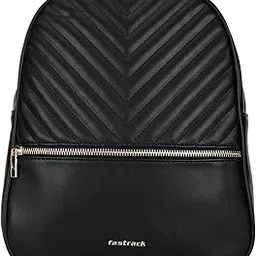 fastrack Quilted Faux Leather Backpack for Women | Minimalist Everyday Bag with Zipper Closure, Inner Organizer Pockets & Padded Straps | Stylish Black Backpack for College, Travel & Daily Use-picture-35