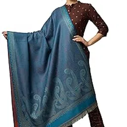 Ravaiyaa - Attitude is everything Womens Fine Wool Kashmiri Shawl, Luxury Collection, Light Weight and Soft (100 x 200 cm), Natural Wool (Arabic Blue)-picture-16