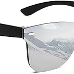 iflash Unisex Black Trendy Rimless One Piece Lens Polarized Sunglasses Reflective Shades For Men Women, Free Size-picture-41